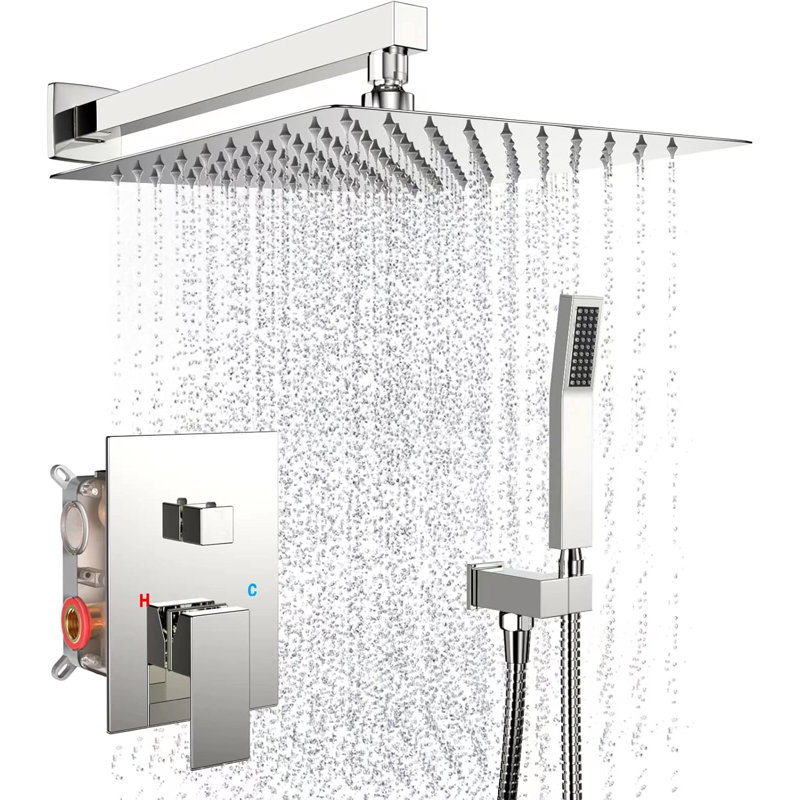 High Pressure Rainfall Shower System With Handheld Combo, Wall Mounted Shower Faucet Set With Cupc Certified Valve, Durable Brass Construction And Easy Installation