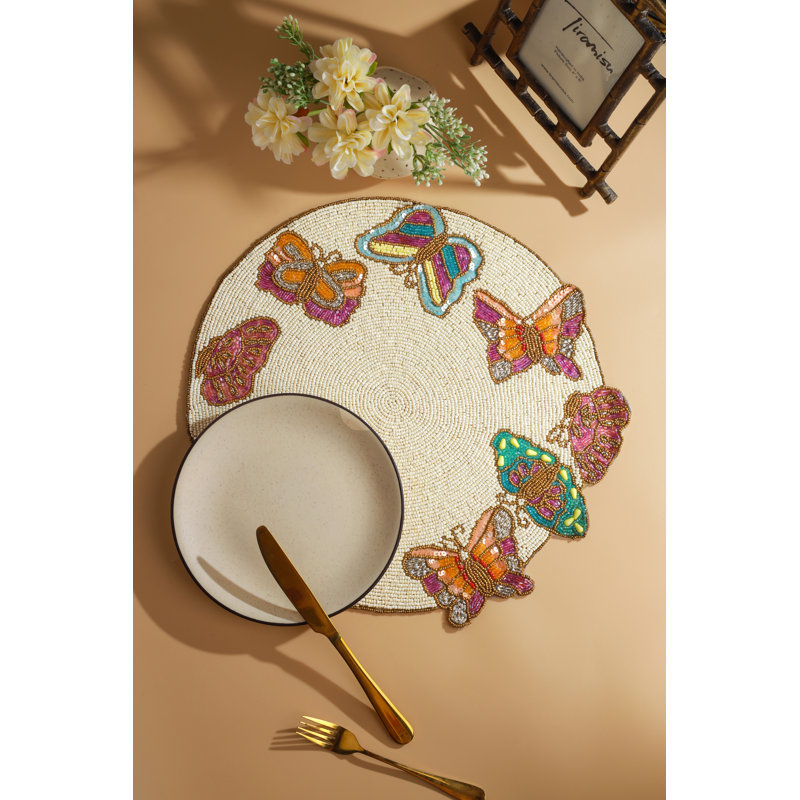 The "Flutter Garden" Beaded Placemat