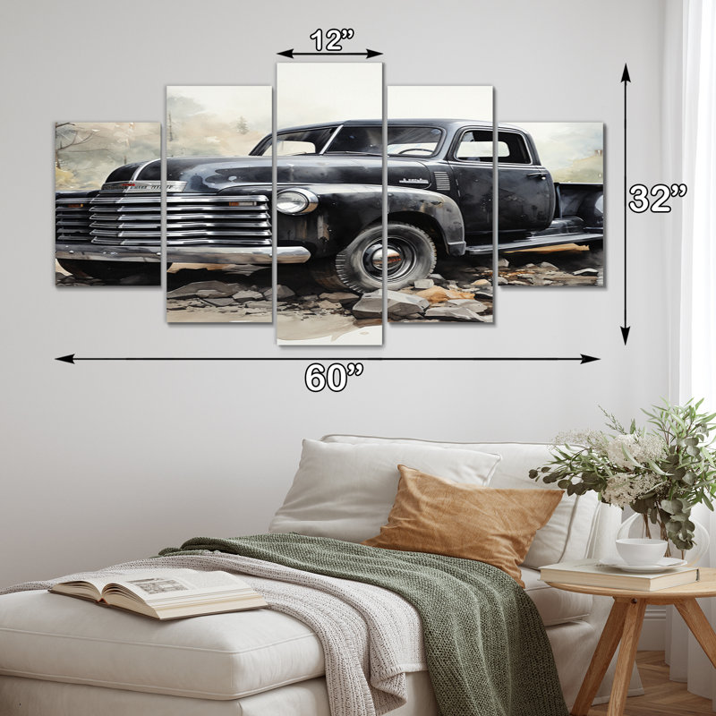 Minimalist Pickup - Transport, impression d'art mural - 5 panneaux