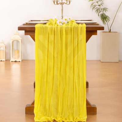 Cheesecloth Table Runner Summer Boho Wedding Birthday Party Home Decor | Yellow Rustic Gauze 10FT 120in Cheese Cloth Sheer Farmhouse Dining Runner for Baby Shower Bridal Holiday Decorations
