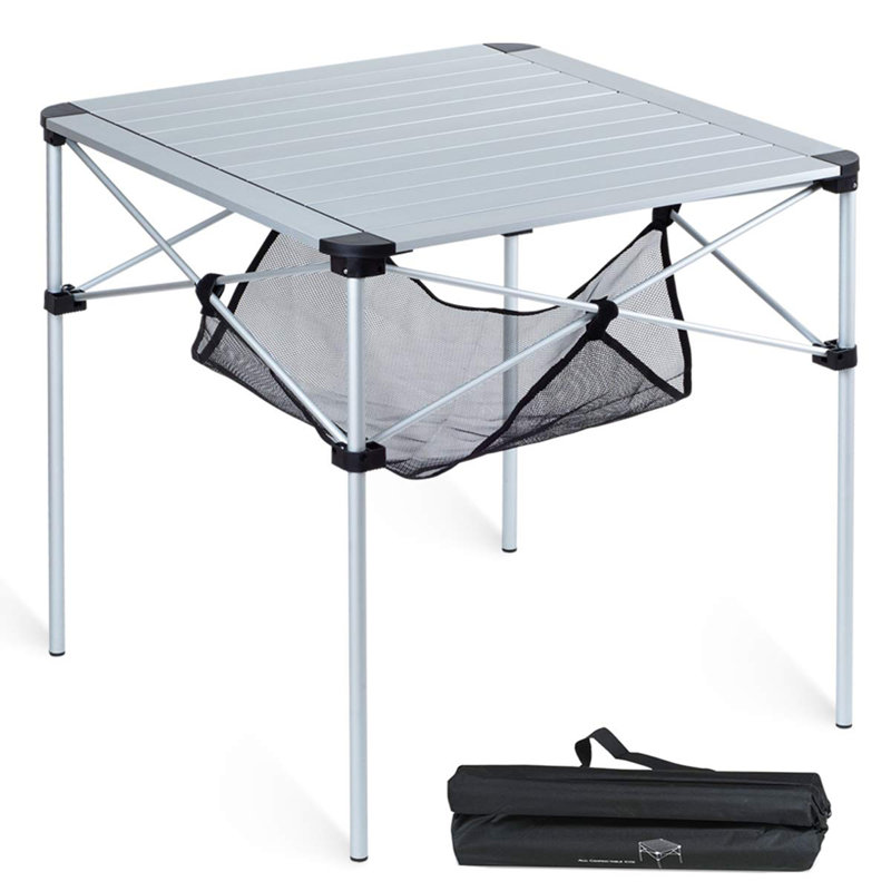 Table carrée pliante, Alu argenté