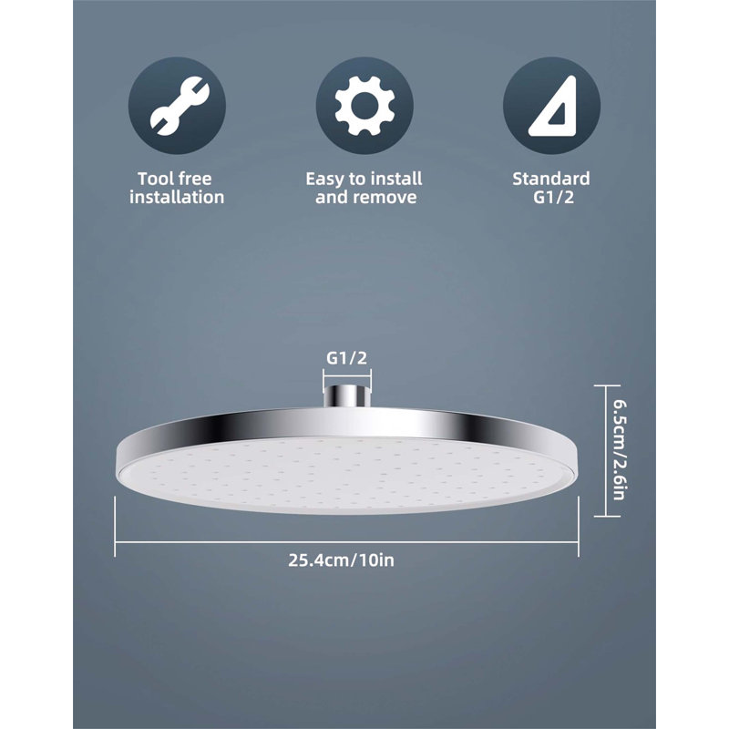 Rain Fixed Shower Head, White