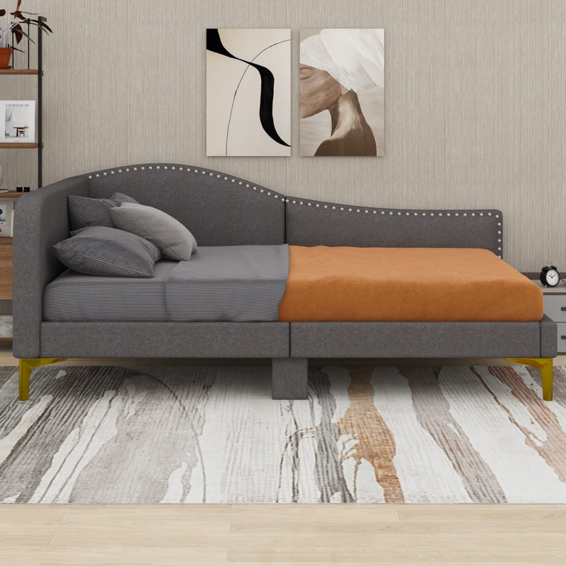 Upholstered Daybed With Headboard And Armrest, Twin