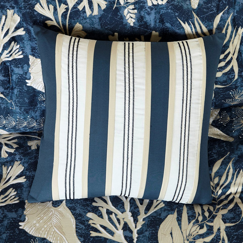 Cotton Comforter 7 Piece Blue Queen Bedding Sized Captivating