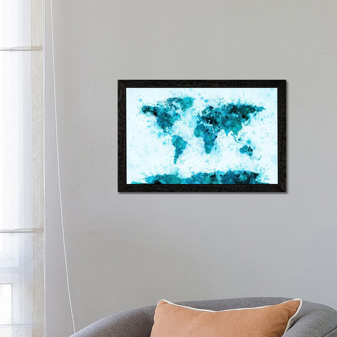 World Map Paint Splashes by Michael Tompsett - Graphic Art Print on Canvas