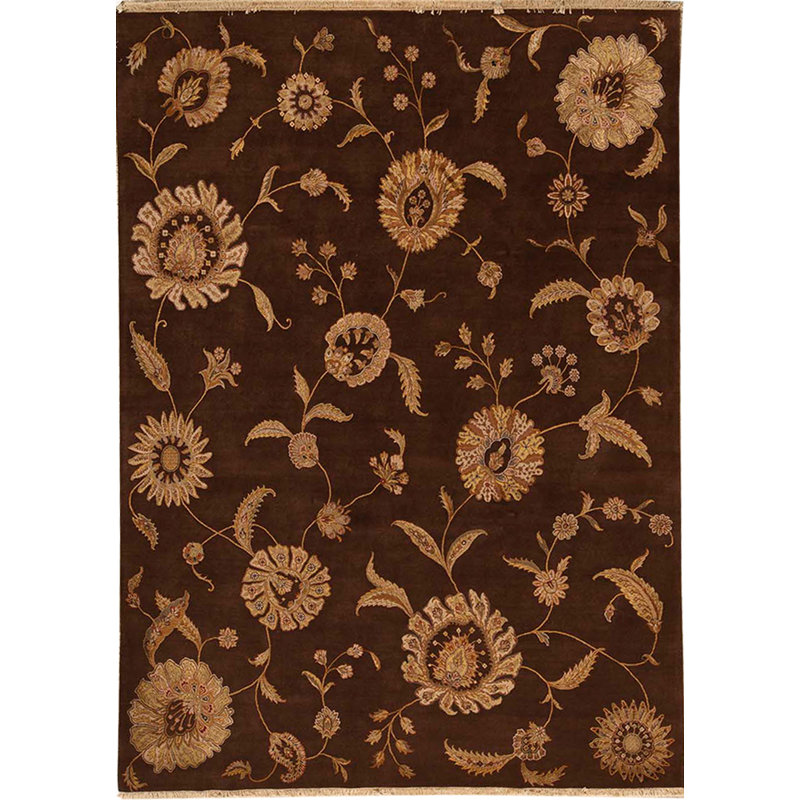 Tapis brun et beige de haute qualité noué à la main