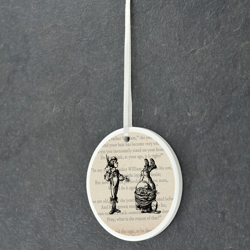 Headstand Alice In Wonderland Circle Shaped Ceramic Ornament Bauble