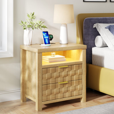 65cm W Manufactured Wood Bedside Table
