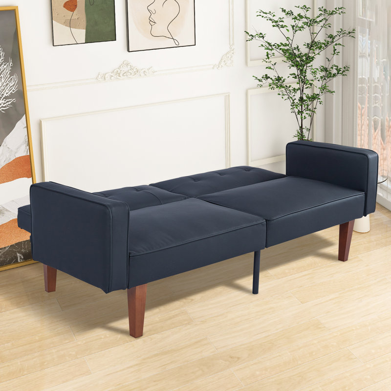 Futon rembourré Taeler, Noir mat