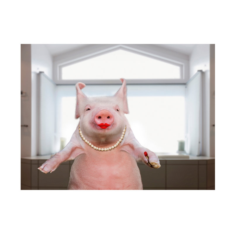 "Goodard, rouge à lèvres sur un cochon sur toile" par Lund Roeser, impression, H 24 po x l 32 po x P 2 po