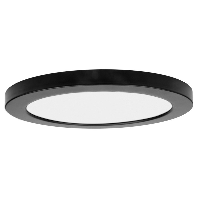 Alexanne - Round Flush Mount - Black Finish - Acrylic Lens, 0.5" H x 7" W x 7" D