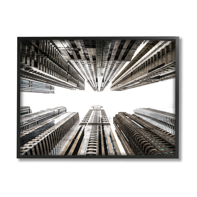 Les bâtiments de la ville se profilent, Giclée encadrée noir minuit, H 24 po x l 30 po x P 1,5 po
