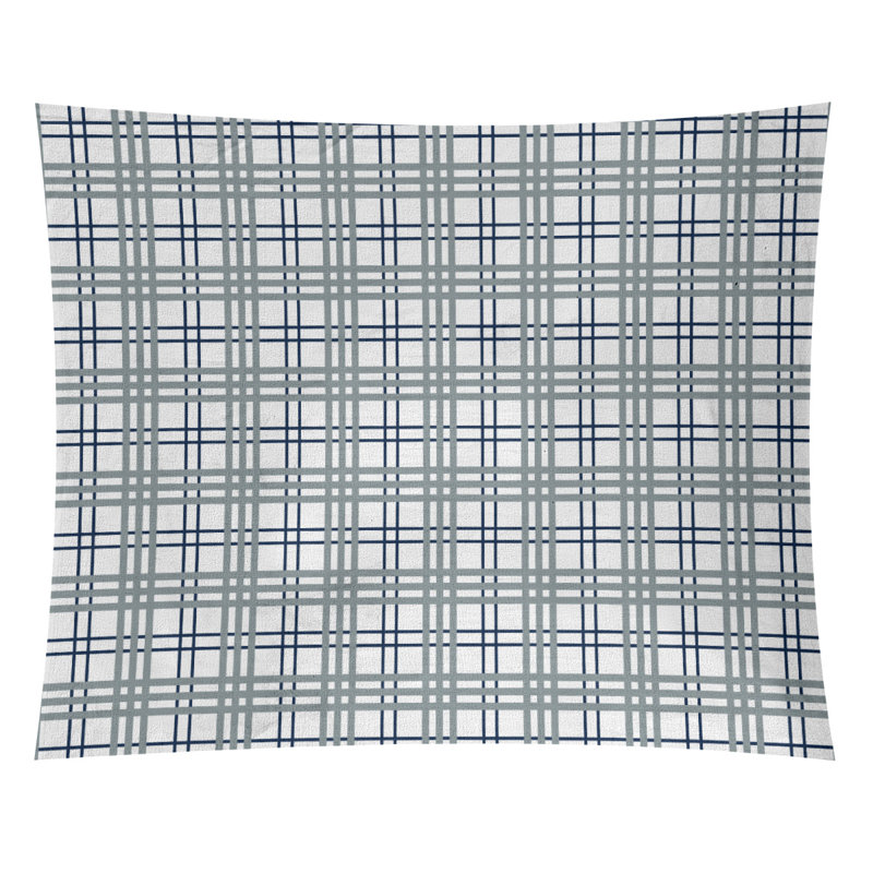Tapisserie luxueuse en microfibre Dallas, H 27,5 po x l 37,5 po, Blanc / bleu / argent