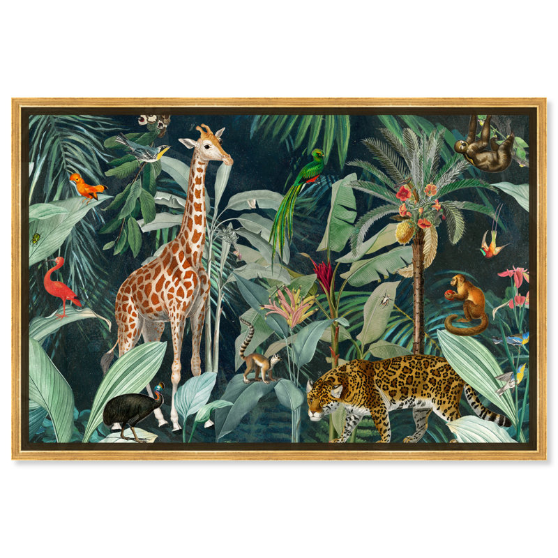 Jungle Reves - Impression sur toile, Toile encadrée, H 24 po x l 36 po, Doré