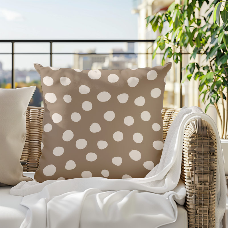 Oreiller carré réversible intérieur / extérieur Tobe Minimalist, H 15 po x l 15 po, Beige / noir / blanc cassé