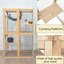 Outdoor Wooden Cat House With Deck, Sun Panel, Hammock, Door