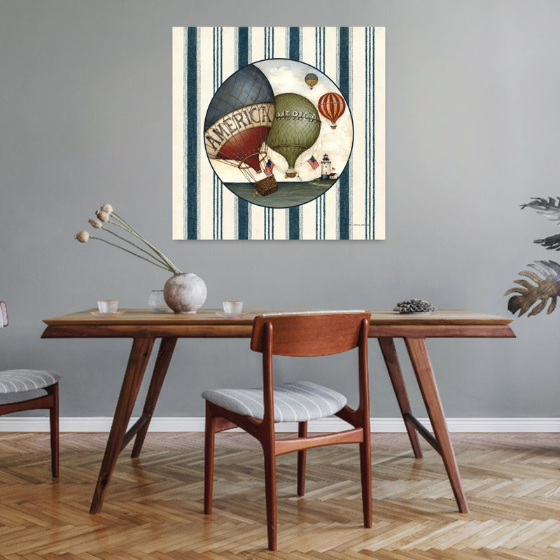 Art contemporain contemporain avec ballons américains I avec drapeau américain, H 32 po x l 32 po