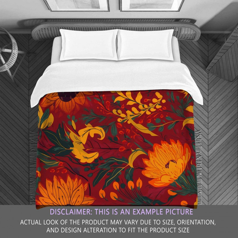 Machine Printed Comforter, Twin Comforter, Red/Yellow