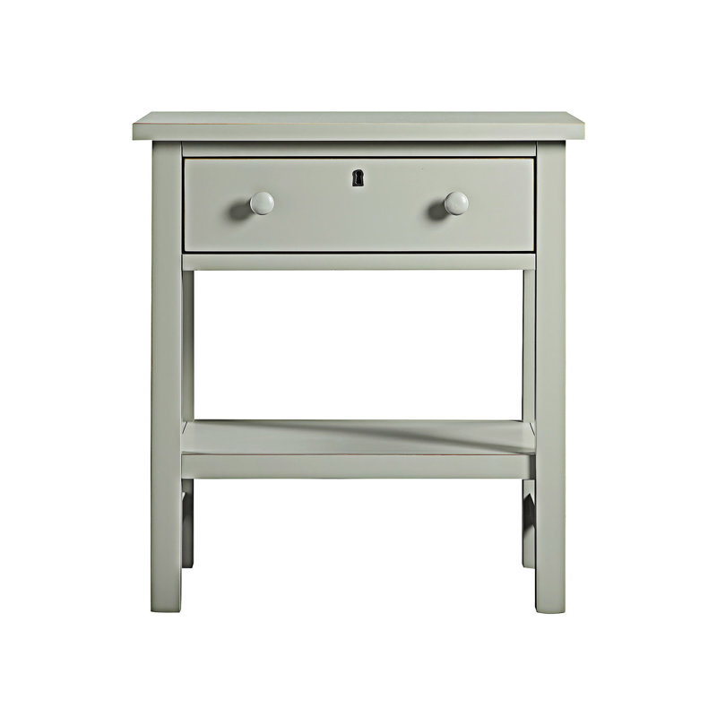 Table de chevet avec tiroir et tablette ouverte, Gris antique