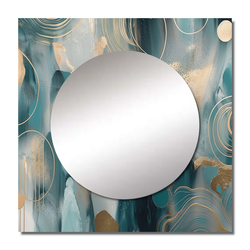 Atish - Grand miroir carré abstrait en marbre pour décoration murale, 23 po x 23 po