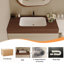 Meuble-lavabo flottant moderne avec plateau en faux marbre et lavabo encastré en céramique, fixation murale pour petites salles de bain et appartements-133416433
