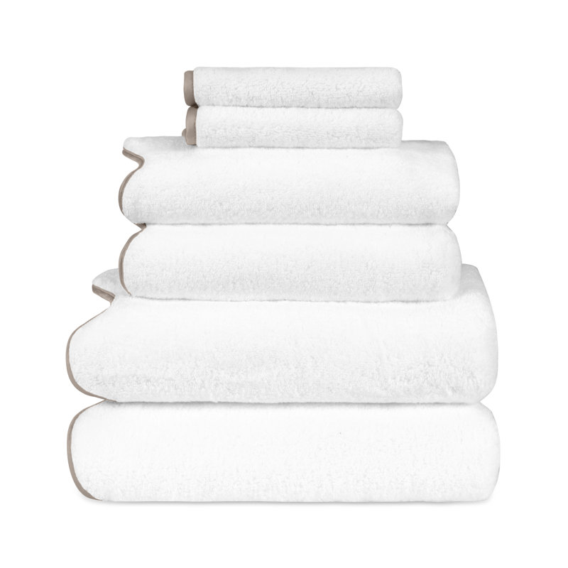 Antalya 6 Piece Turkish Cotton Towel Set, White/Mist Gray