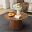 Ensemble de 2 tables basses rondes, grandes et petites tables centrales et d'appoint en bois, finition noyer moderne pour le salon et le bureau