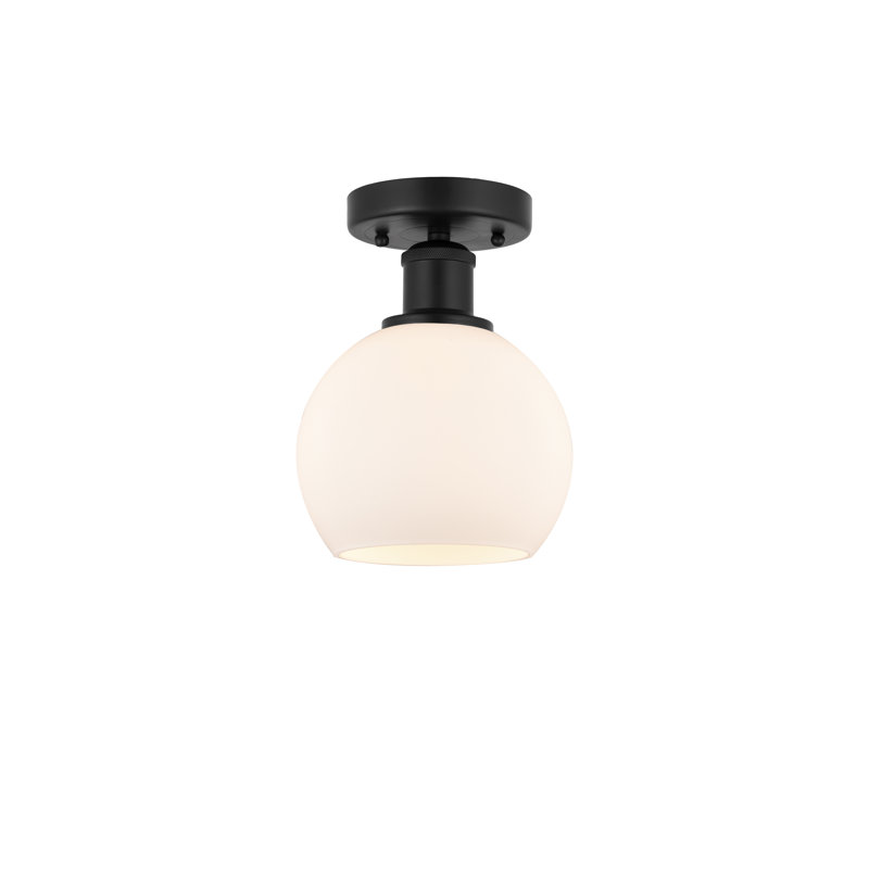 Plafonnier semi-encastré 1 lumière Cindi, Noir mat, H 9,88 po x l 6 po x P 6 po, Blanc mat