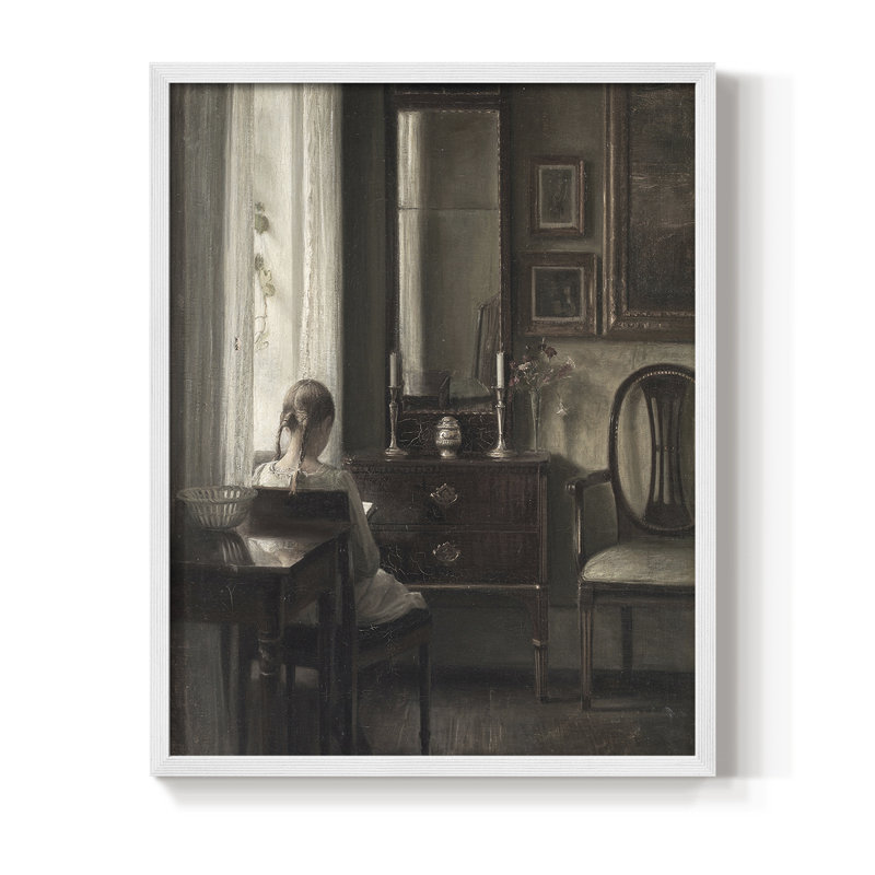 Reproduction encadrée vintage XL, H 15 po x l 12 po, Blanc