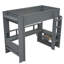 Lit mezzanine en bois avec bureau, tablettes multiples, DEL et station de charge, gris foncé-2020335648
