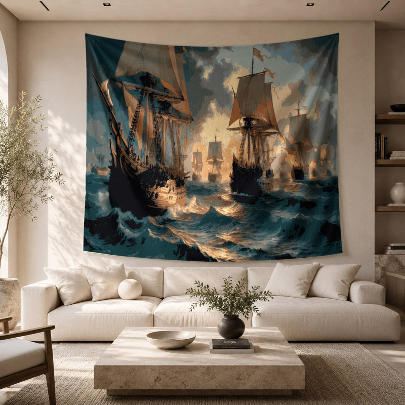 Tapisserie murale Nautical Maritime Battles, 68 po x 80 po