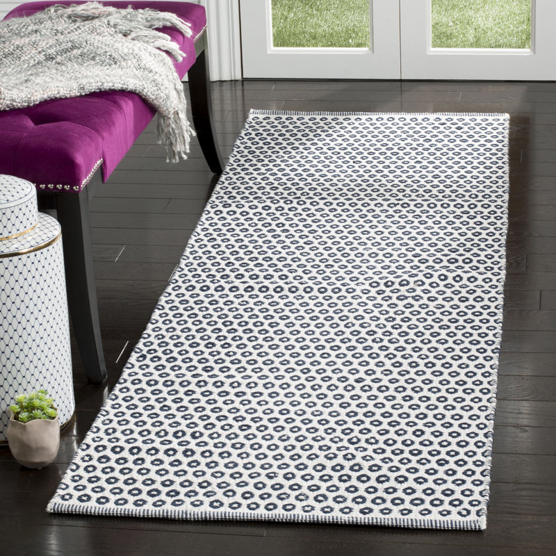 Orwell Hand Woven Cotton Geometric Rug, Runner 2'3" x 7'