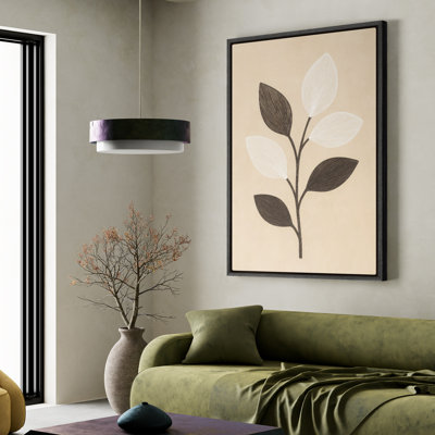 Framed Canvas Wall Art - Leaf Abstract Wall Prints for Bedroom