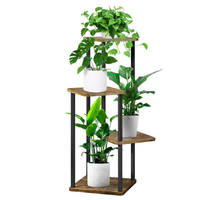 Support pour plante d'intérieur en métal à 4 niveaux