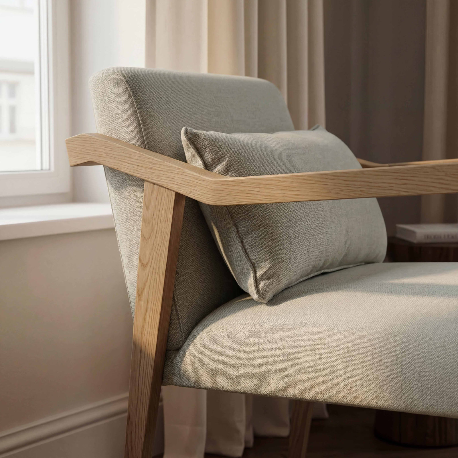 Upholstered Accent Chair, Natural