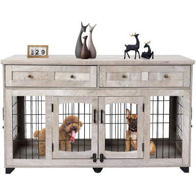 Grands meubles pour cage de chien, meubles pour chenil double 58 po
