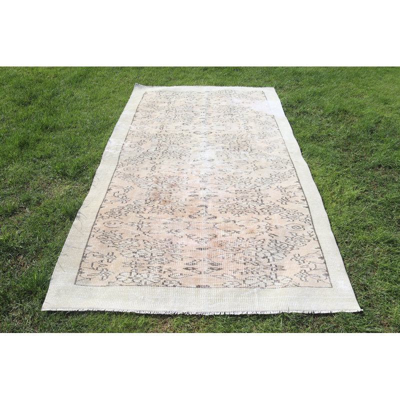 Tapis beige en laine rétro Anatolian - idéal pour la salle à manger ou le salon