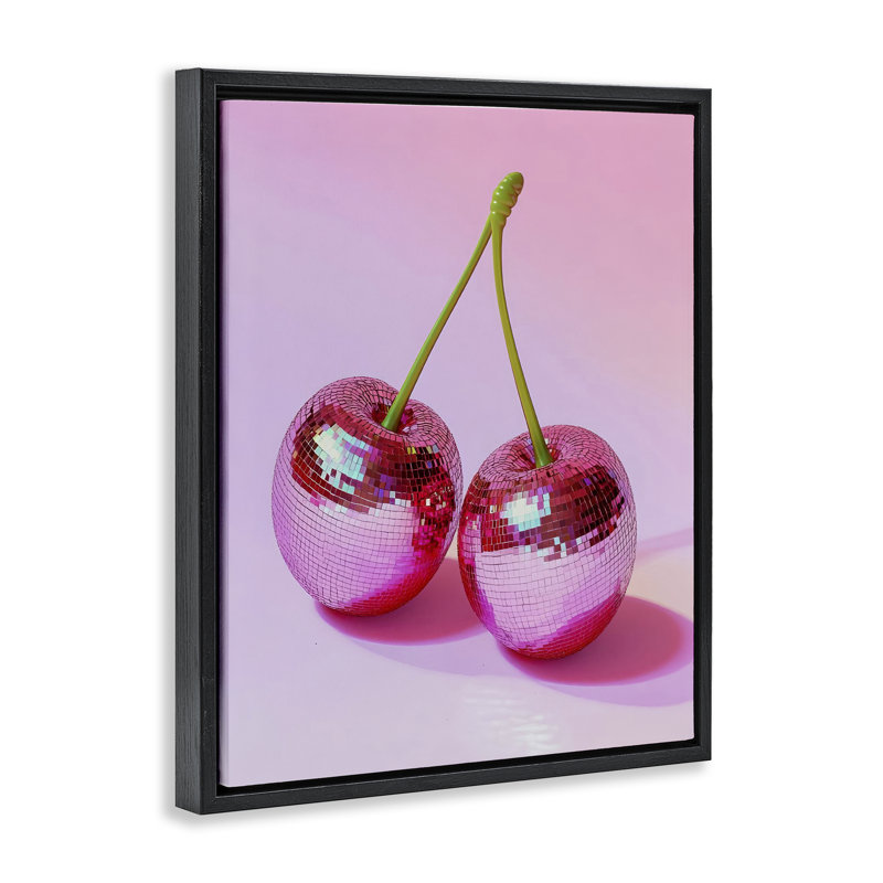 Cadre flottant rose cerise disco, design par LSR Creative Studio, Cadre flottant noir de jais, H 21 po x l 17 po