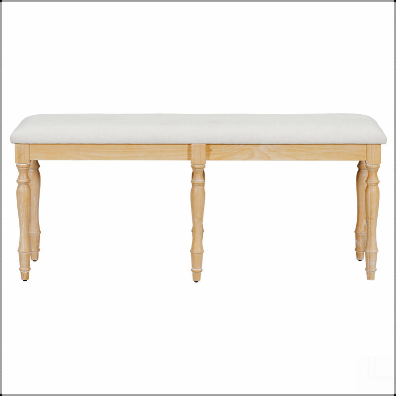 Banc de salle à manger rembourré 50,4 pouces avec 6 pieds en bois massif Vintage