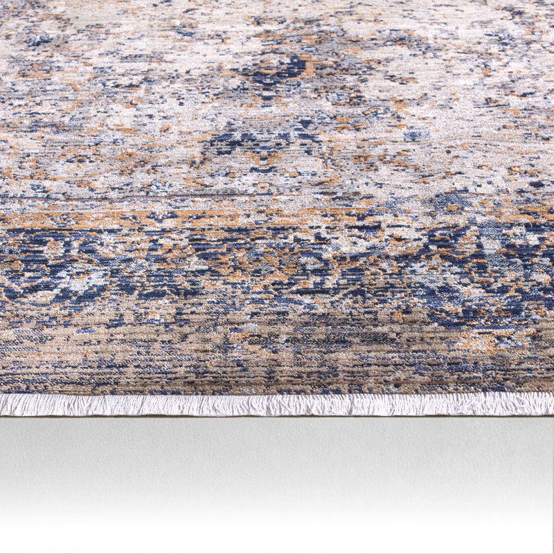 Tapis d'intérieur gris / bleu Finnuala, Rectangle 5 pi x 8 pi