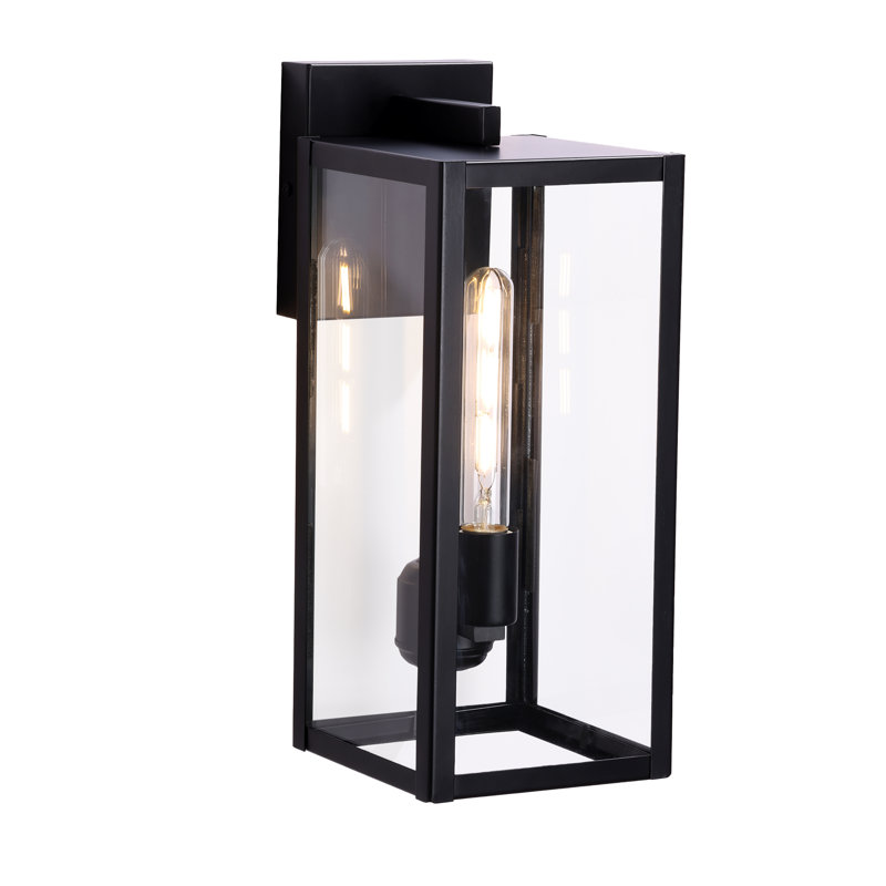 Lampe murale d'extérieur noire à deux ampoules rectangulaires, H 15,75 po x l 6,29 po x P 7,78 po, Noir