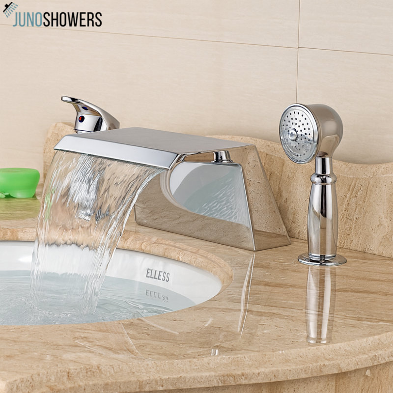 Robinet de baignoire chromé avec douche à main Waterfall