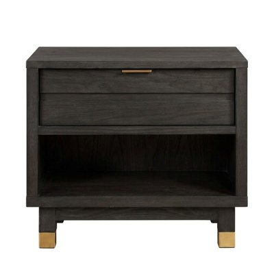 Brenda Dark Gray / Gold Tone 1 Drawer W/ Shelf 26In. W Nightstand