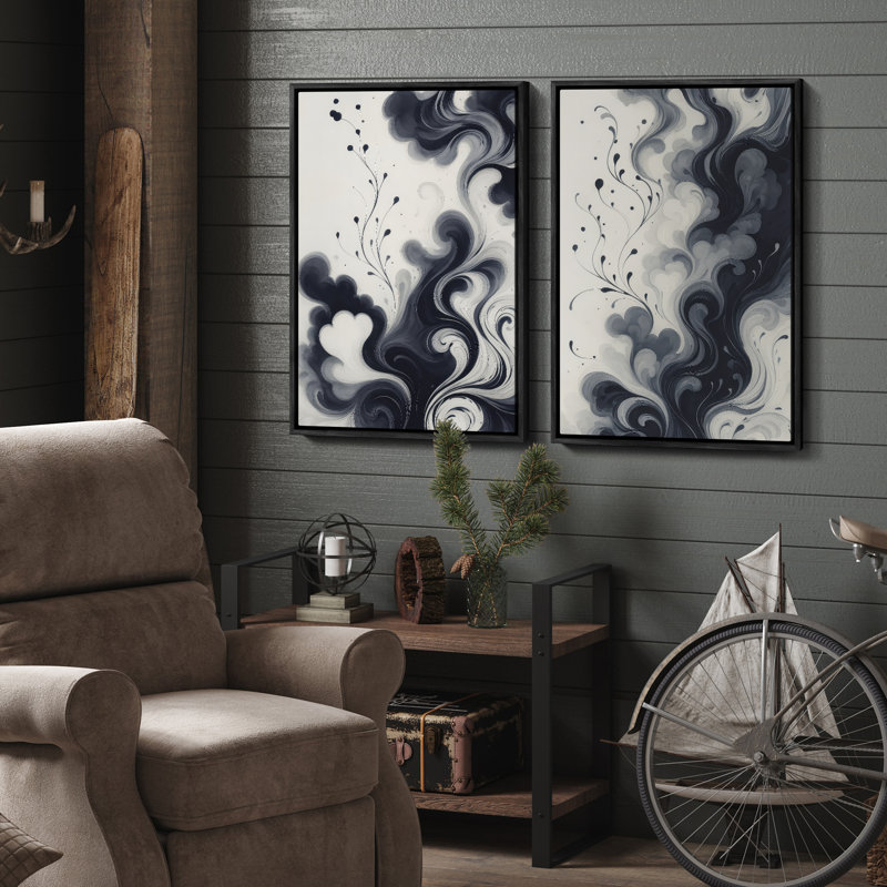 Art mural encadré, rétro, antique et classique pour chambre à coucher - 16 po x 24 po, Noir, H 24 po x l 16 po