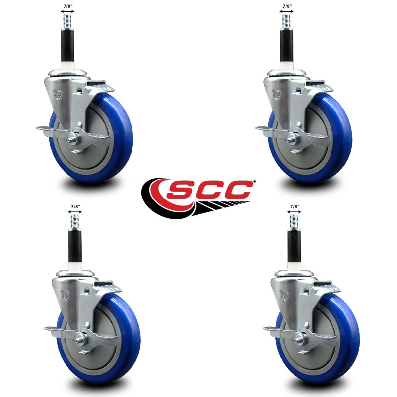Ensemble de roulettes extensibles en poly pivot 7/8 pouces avec frein SCC