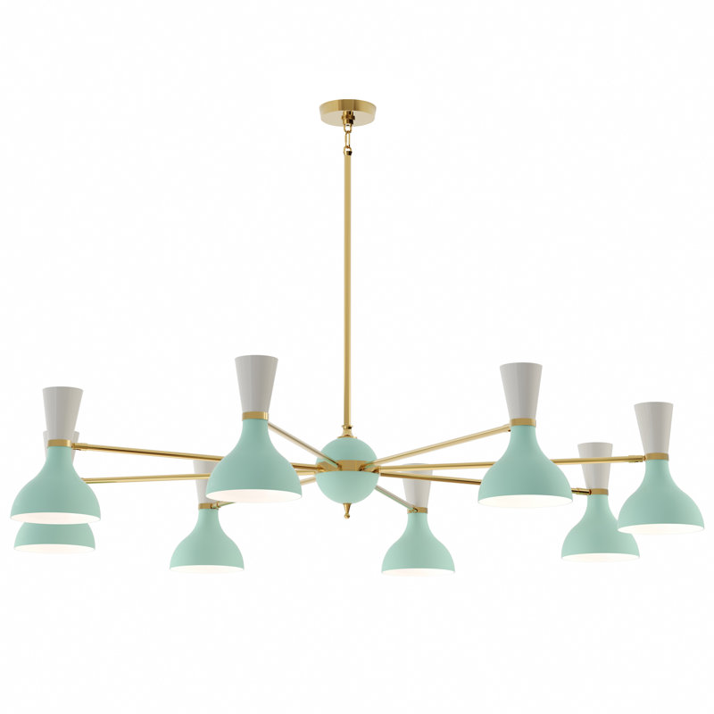 Lustre Clare Light, Laiton moderne, H 56,25 po x l 57 po x P 15 po, Vert-bleu