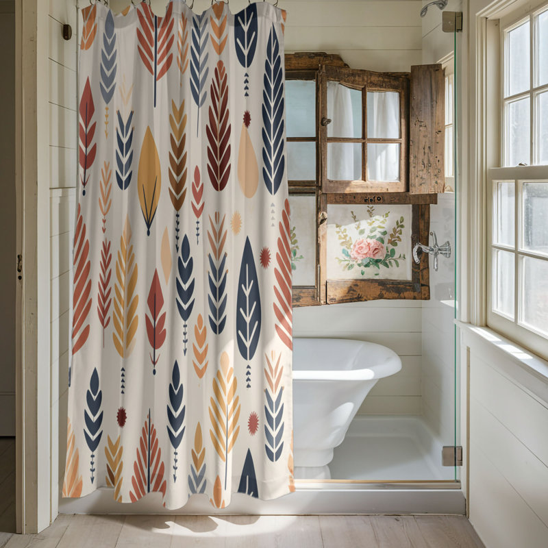 Boho Leaf Symphony - Premium Shower Curtain, 74"H x 71"W