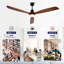 Hot Ventilateur de plafond noir moderne 72 pouces avec lumière et 3 pales en bois massif avec moteur à courant continu réversible