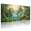 Ensemble de 3 tableaux sur toile représentant un paysage de cascade en forêt-336790848