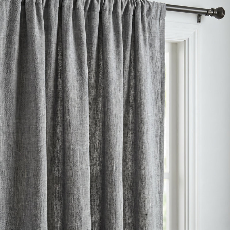 Rideau simple Brody, lin, gris chambray et panneau de spécialité